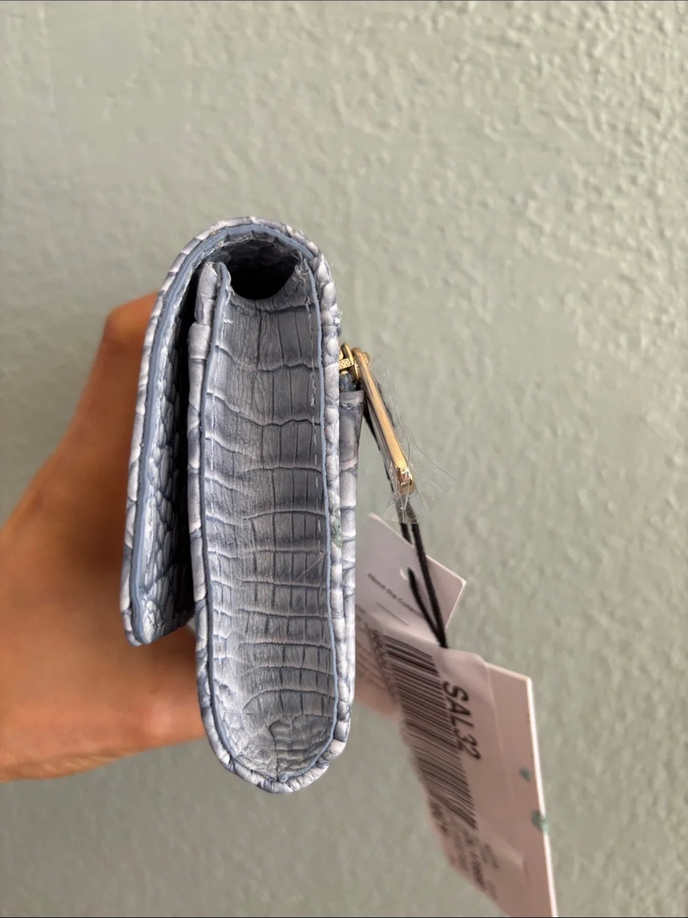 Brahmin Kerra Croc-Embossed Leather Wallet blue